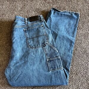 Magellan Outdoors Mens Medium Pockets Denim Blue Carpenter‎ Jeans Size 40x32